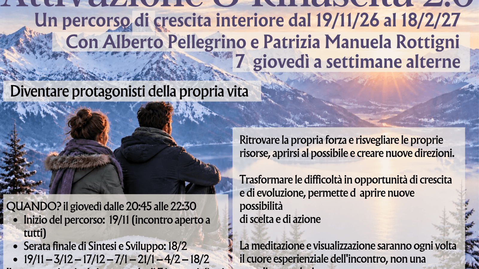 Attivazione e Rinascita 2.0 - 7 incontri il giovedì, tra novembre 2026 e febbraio 2027