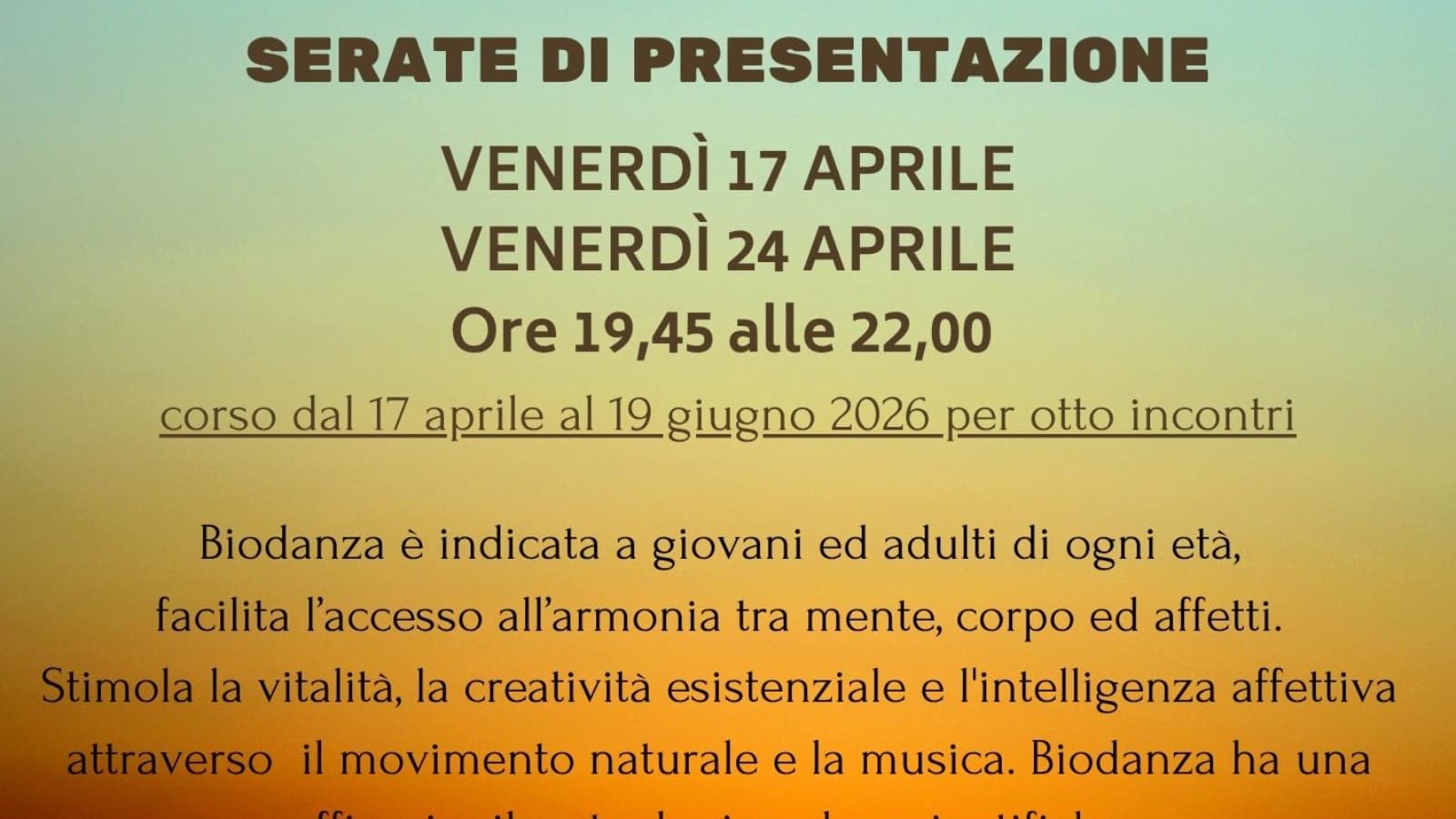 Presentazione Corso di Biodanza
